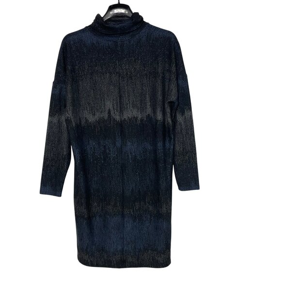 Isle by Melis Kozan Abstract Dot Turtleneck Sweater Dress Black Blue Sz SM - Picture 1 of 6